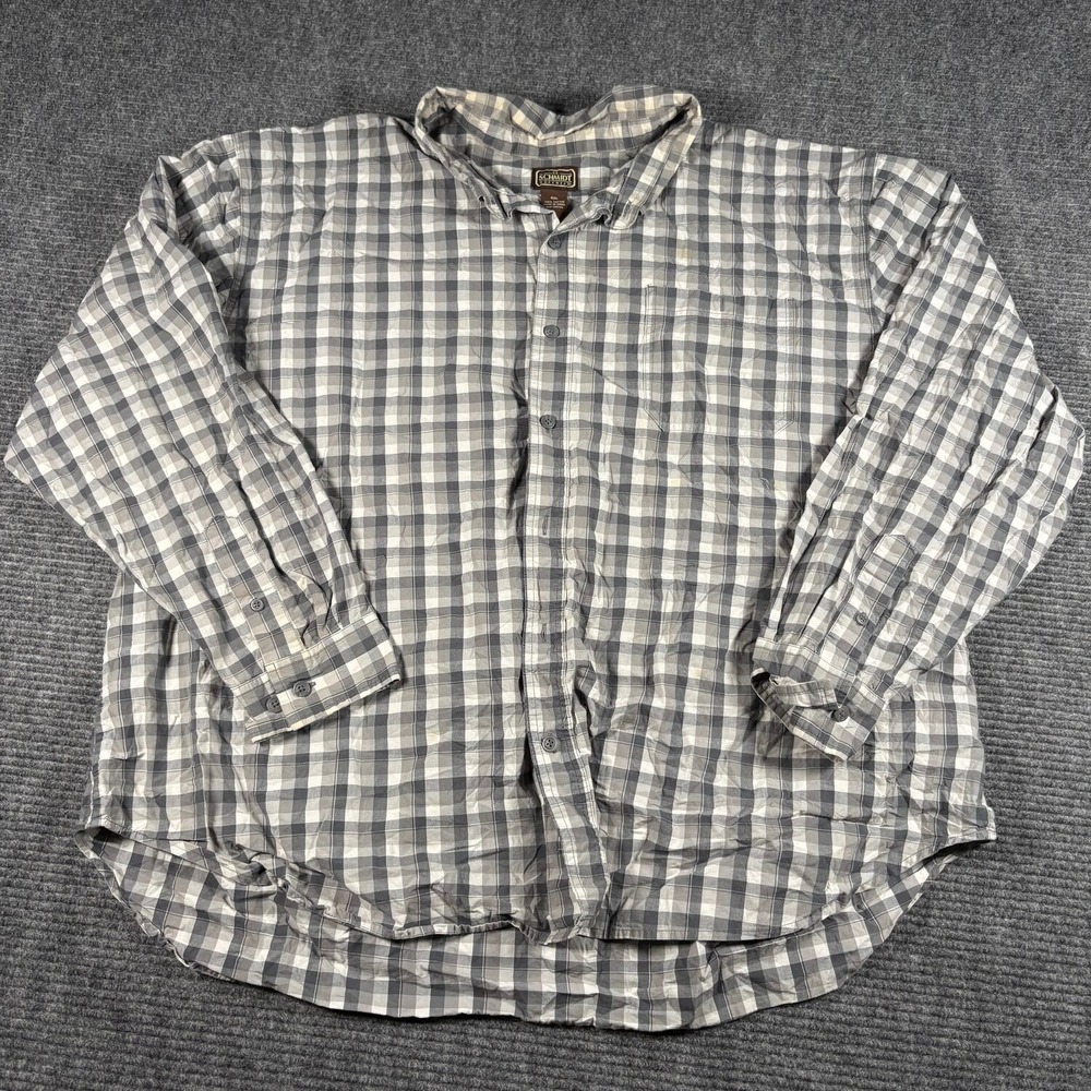 C.E. Schmidt Button Down Shirt Mens 4XL Gray Good Plaid Long Sleeve Workwear